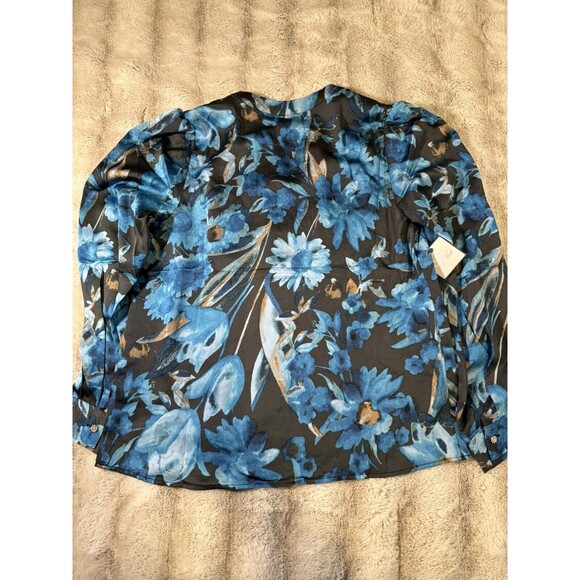 Cupio Blush Blue Multicolor Floral Print Long Sleeve Women’s Blouse Size Small - Picture 13 of 16